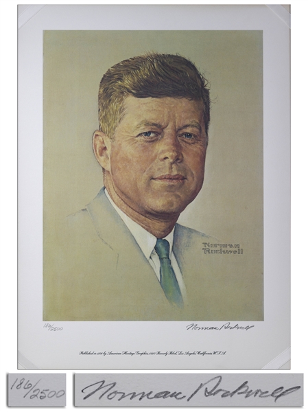 Norman Rockwell Signed Lithograph of John F. Kennedy -- Appeared as the Cover of ''The Saturday Evening Post'' in 1960